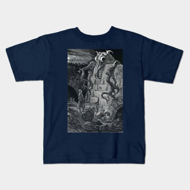 The Gnarled Monster - Gustave Dore Kids T-Shirt by forgottenbeauty